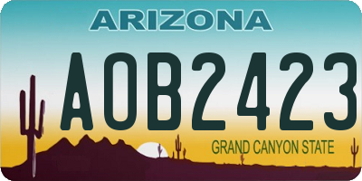 AZ license plate AOB2423