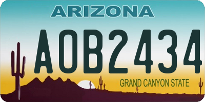 AZ license plate AOB2434