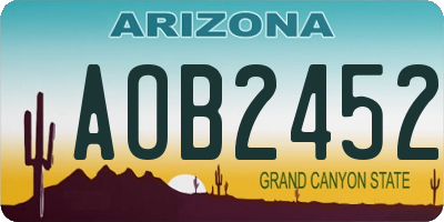 AZ license plate AOB2452