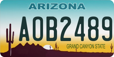 AZ license plate AOB2489