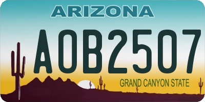 AZ license plate AOB2507