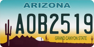 AZ license plate AOB2519