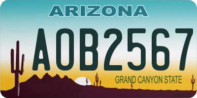 AZ license plate AOB2567