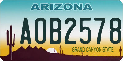 AZ license plate AOB2578