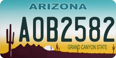 AZ license plate AOB2582