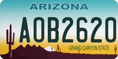 AZ license plate AOB2620