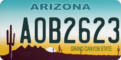 AZ license plate AOB2623