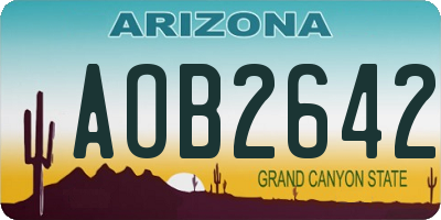 AZ license plate AOB2642