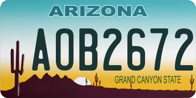 AZ license plate AOB2672