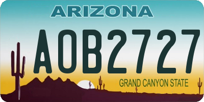 AZ license plate AOB2727