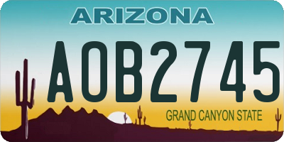 AZ license plate AOB2745