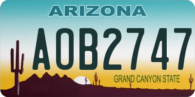 AZ license plate AOB2747