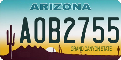 AZ license plate AOB2755