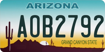 AZ license plate AOB2792