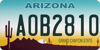AZ license plate AOB2810