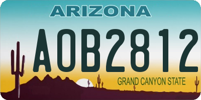 AZ license plate AOB2812