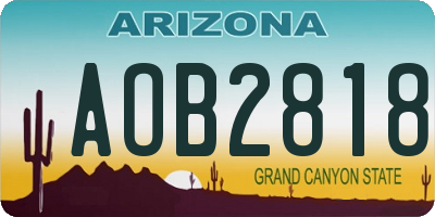 AZ license plate AOB2818