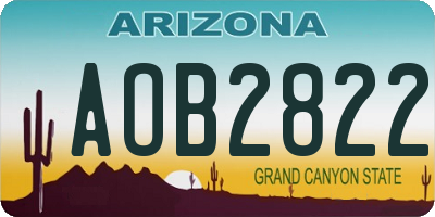 AZ license plate AOB2822