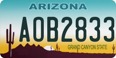 AZ license plate AOB2833