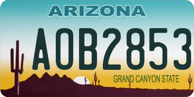 AZ license plate AOB2853