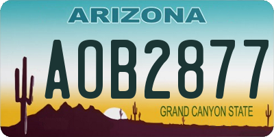 AZ license plate AOB2877