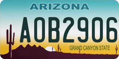 AZ license plate AOB2906