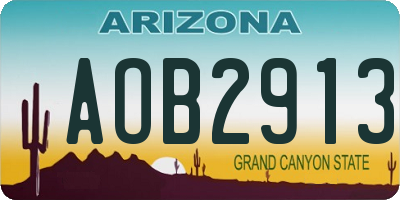 AZ license plate AOB2913