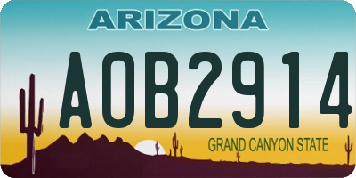 AZ license plate AOB2914