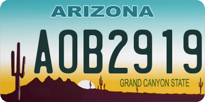 AZ license plate AOB2919