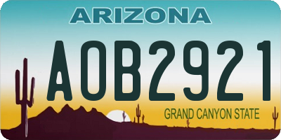 AZ license plate AOB2921