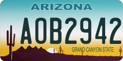AZ license plate AOB2942