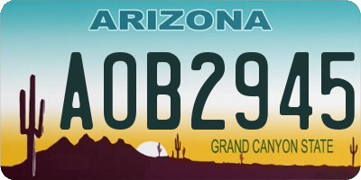 AZ license plate AOB2945