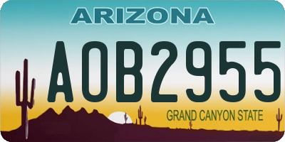 AZ license plate AOB2955