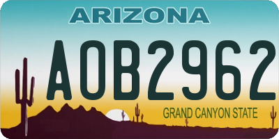 AZ license plate AOB2962