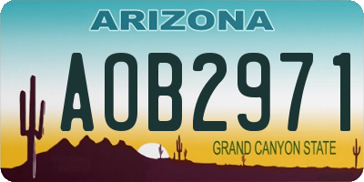 AZ license plate AOB2971