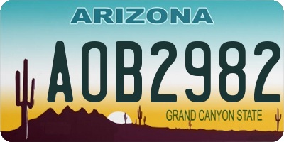 AZ license plate AOB2982
