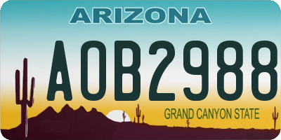 AZ license plate AOB2988