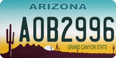 AZ license plate AOB2996