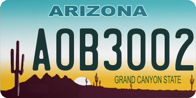 AZ license plate AOB3002
