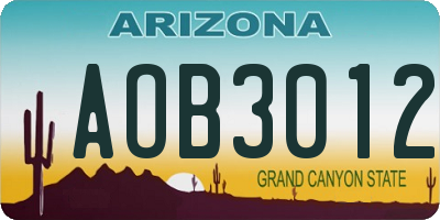 AZ license plate AOB3012