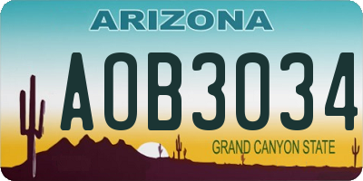 AZ license plate AOB3034