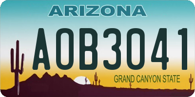 AZ license plate AOB3041