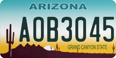 AZ license plate AOB3045