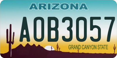 AZ license plate AOB3057