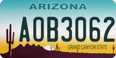 AZ license plate AOB3062
