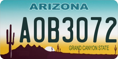 AZ license plate AOB3072