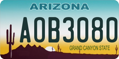 AZ license plate AOB3080