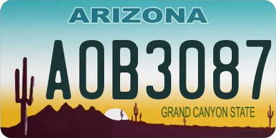 AZ license plate AOB3087