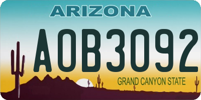 AZ license plate AOB3092