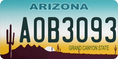 AZ license plate AOB3093